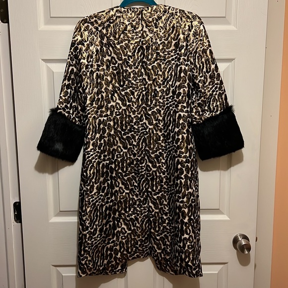 NWOT Tory Burch Black Leopard Metallic Fur Animal Print Jacket Size 2 - Picture 2 of 6